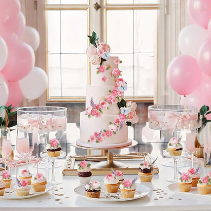 Morofme 100pcs Edible Flower Cupcake Toppers Edible Pink Flowers Cake Topper Butterfly Cupcake Toppers Wafar Paper Leaves Purple Flower Cake Decorations for Wedding Baby Shower Birthday Party Supplies