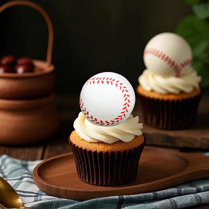 24Pcs Baseball Cupcake Toppers Sport Theme Ball Cupcake Picks for Baseball Theme Baby Shower Kids Birthday Party Cake Decorations