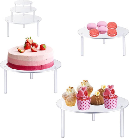 Supkiir Acrylic Cake Stand, 3Pcs Round Clear 3 Tier Cupcake Stand Cake Holder for Cupcake Dessert Cake Pizza