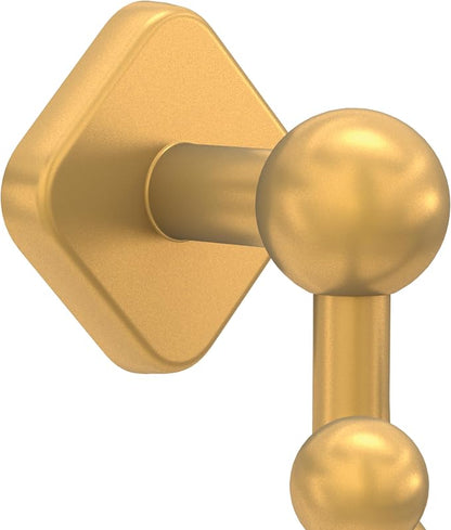 Franklin Brass Gainesville (1-Pack) Towel Hooks Satin Gold Double Bathroom J Hooks Wall Mounted for Robes & Towels Hand Towel Hook Holder Kitchen, Bathroom Accessories GNV35-SG