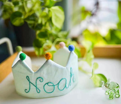 Personalized Hand Embroidered Crown for Baby and Kid Birthdays, Custom Baby Birthday Hat, Fit All Ages
