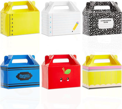 24Pcs Back to School Gift Boxes First Day of School Party Treat Boxes Pencil Crayon Apple Goodie Candy Box Teacher Appreciation Party Favor for Student Preschool Kindergarten Classroom Decorations
