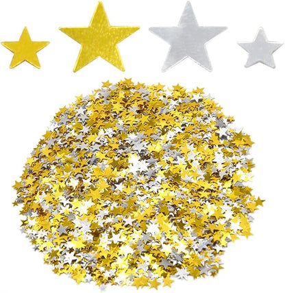 60g/2.1oz Foil Star Confetti Glitter Mixed Pack Metallic Foil Table Confetti Sparkle Sequins for Wedding,Party Decoration(Gold+Silver)