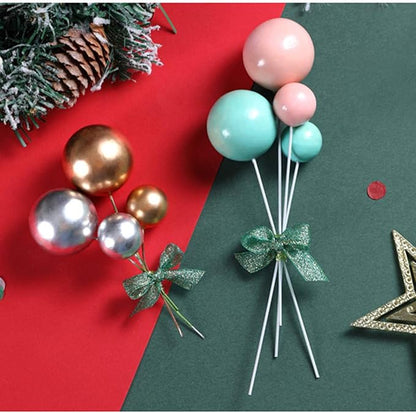 Mini Balloon Cake Toppers Round Gold Ball Cupcake Toppers Cake Decorations for Birthday Wedding Anniversary Valentines Party Cake Decoration Supplies 25 PCS (Gold)