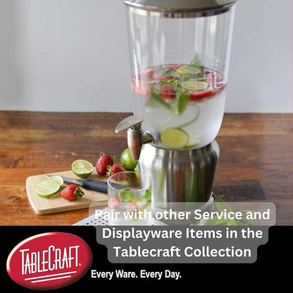 TableCraft 10451 Upscale Beverage Dispenser, 4-1/2" Gallon, Stainless Steel with Nickel Plated ABS Faucet, Tritan Reservoir, Stainless Steel Base