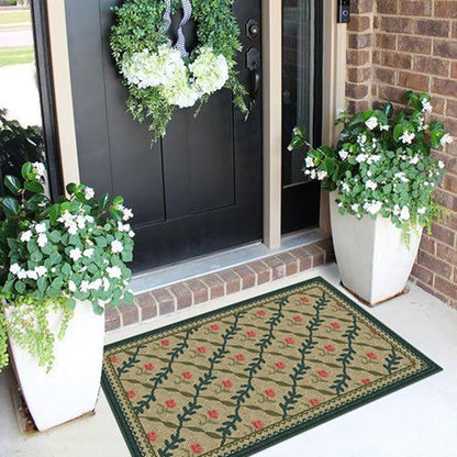 Front Door Mat Outside Entrance - 2x3 Non-Slip Washable Doormat Indoor Outdoor Entrance Jute-Look Floral Rug Welcome Mat Small Throw Rugs for Entryway Bedroom Kitchen Mudroom Front Porch Decor