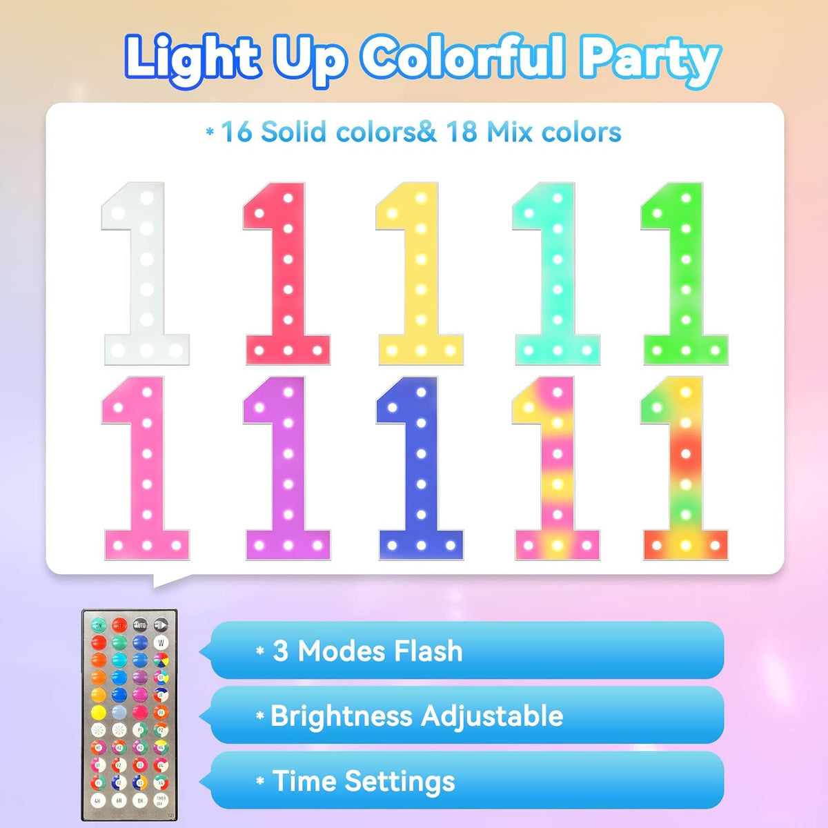 Ledido 4FT Marquee Light Up Numbers, 34 Colors Changing Marquee Numbers 4 Feet Tall with Remote, Big Numbers for Party Wedding Graduation Birthday Decoratoons, Large Light Up Number 1
