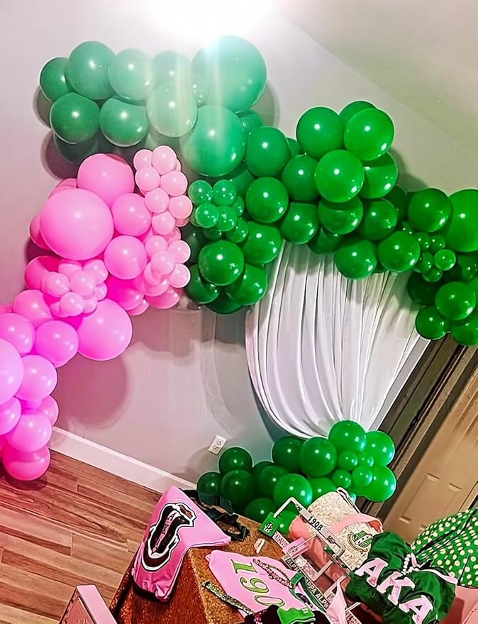 Pink and Green Balloons - Latex Balloons 12 Inch Dark Pink Balloon Green Party Balloon for Girl Princess Birthday Wedding Baby Shower Witch Themed Party Decorations, 50 Pcs
