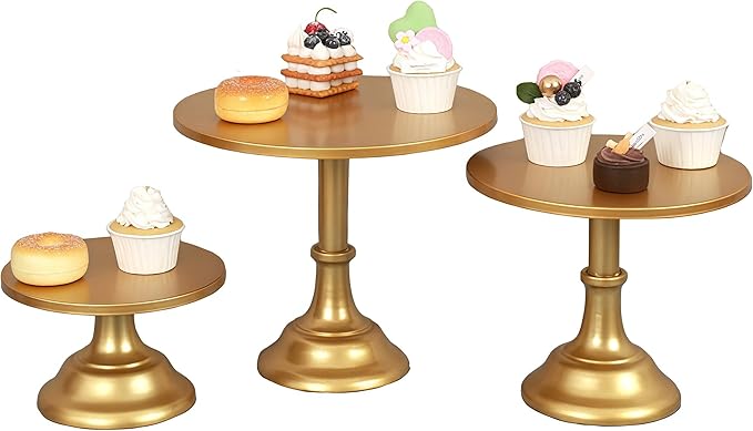 3 Pcs Metal Cake Stand Set 8/10/12 inch Dessert Table Display Perfect for Baby Shower Wedding Birthday (gold)