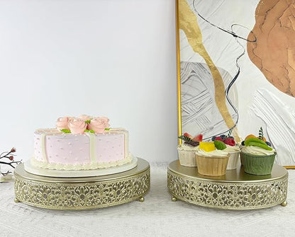 Cake Stand Set of 3 Metal Cupcake Stands Dessert Display Plate for Wedding Party Birthday (Metal, Gold)