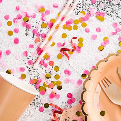 Tissue Confetti Circle Dots for Table Wedding Birthday Party Decoration, 1cm in Diameter (gold,pink,hot pink,60 grams)