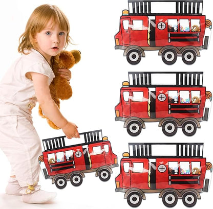 30 Pack Goodie Bags - Cartoon Firetruck Car Candy Treat Bags with Handle - Resealable, Small Plastic Ziplock Seal Gift Candy Bags for Party Favor, Birthday Bags