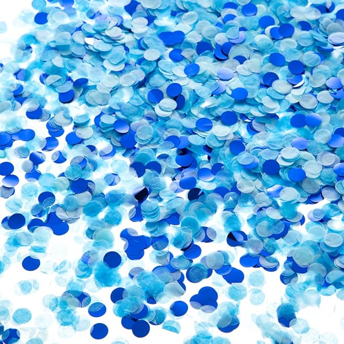 Tissue Confetti Circle Dots for Table Wedding Birthday Party Decoration, 1cm in Diameter (Navy, Turquoise, Light Blue, 60 Grams)