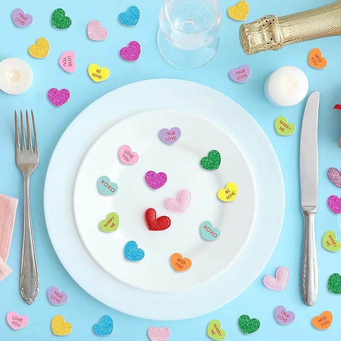 Whaline 330pcs Heart Shaped Valentine's Day Confetti, Multicolor Paper Table Confetti Decorations for Wedding, Birthday, Anniversary, Baby Shower