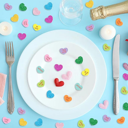 Whaline 330pcs Heart Shaped Valentine's Day Confetti, Multicolor Paper Table Confetti Decorations for Wedding, Birthday, Anniversary, Baby Shower