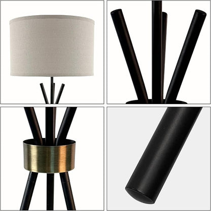 Tripod Lamps for Living Room, Mid Century Floor Lamp with Beige Drum Shade, Standing Lamps for Living Room, Bedroom, Office(Bulb Not Included)