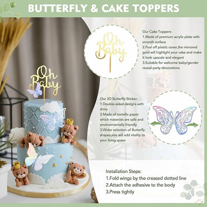 223Pcs Sage Green Baby Shower Decorations,"OH BABY" Banner, Balloon, Sash, Cake Topper for 25 Guests,Neutral Baby Shower Decor Supplies- Disposable Dinnerware Set With Eucalyptus Leaf