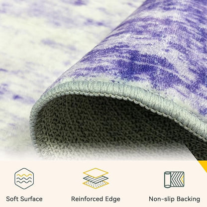 RELEANY Washable Area Rugs 5'x8' Non-Slip Modern Abstract Soft for Living Room Entryway Bedroom Nursery, Print Pattern, Purple Gray Pink White