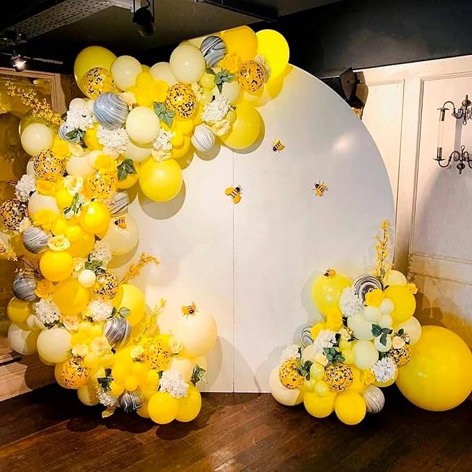 Yellow Balloons Kit, 50Pcs 12in Matte Lemon Yellow Latex Balloons Metallic Gold Balloon for Birthday Wedding Baby Shower Bride Sunflower Theme Party Decoration