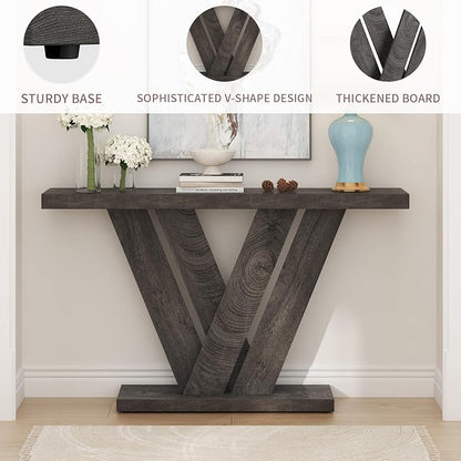 karlott 51 Inch Console Table, Modern V-Shaped Entryway Table, Wood Sofa Table