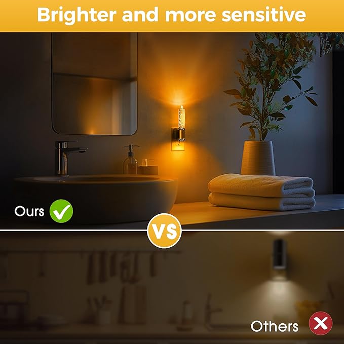 L LOHAS LED Night Light, Amber Candle Night Lights Plug into Wall, 0-100 LM Dimmable Nightlight, Plug in Bubble Night Light with Dusk to Dawn Sensor, for Bathroom Hallway
