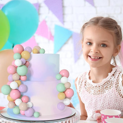 138 Pcs Balls Cake Topper Decorations Balloon Cupcake Toppers Foam Multisize Cake Topper Balls for Birthday Party Wedding Anniversary(Multicolor)