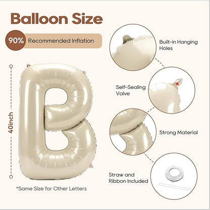 40 Inch BRIDE Balloons, Beige Bride Balloon for Wedding Engagement, Foil Banner Letter Balloon Cream White for Bachelorette Bridal Shower, Bridal Bride To Be Party Favors Decorations