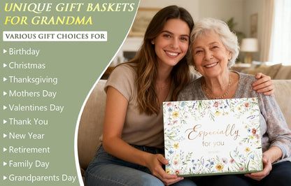 Christmas Gifts for Grandma Nana, Best Grandma Birthday Gifts from Granddaughter Grandchildren Grandkids, Unique Grandmother Nana Birthday Gift Basket for Gigi, New Granny Gift w/Canvas Tote Bag