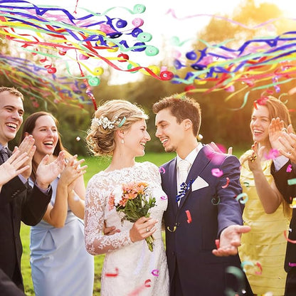 50Pcs Colorful Streamers Poppers Hand Throw Confetti Popper No Mess Party Poppers Paper Crackers for Christmas New Year Birthday Wedding Graduation Engagement Retirement Celebrations