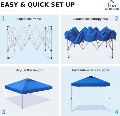 MFSTUDIO 10x10 Pop Up Canopy Tent, Gazebo Shelter Sun Shade Canopies Waterproof Patio Portable Popup Screened Tents for Beach,Parties,Camping,Blue