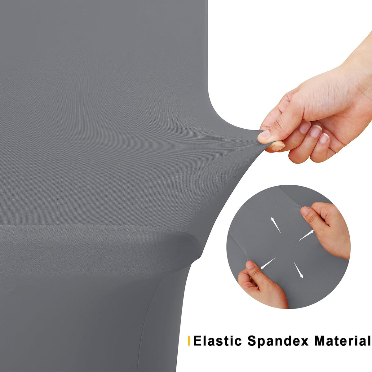 Smiry 2 Pack Spandex Table Cloth 6FT, Elastic Fitted Stretch Tablecloths, Washable and Wrinkle Free Rectangular Patio Table Cover for Outdoor, Wedding, Banquet & Parties (Grey, 72Lx30Wx30H Inch)