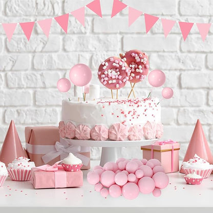 NACHLYNN 80 Pcs Cake Balls Decorations Mini Balloon Cake Topper Balls Foam Cupcake Toppers Balls for Cake Decorating Birthday Parties Weddings Anniversary (Light Pink)