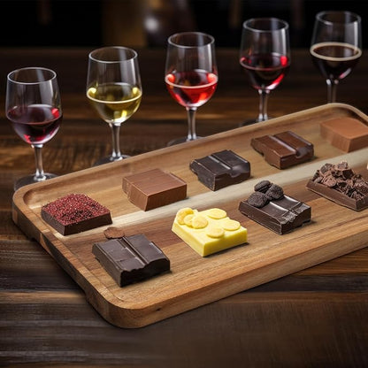 Leinuosen 4 Set Acacia Wooden Serving Platter Solid Wood Serving Trays Rectangular Charcuterie Boards Steak Wooden Plates for Entertaining Party Display Cheese Appetizer (10x5/12x6/14x7/16x8 in)