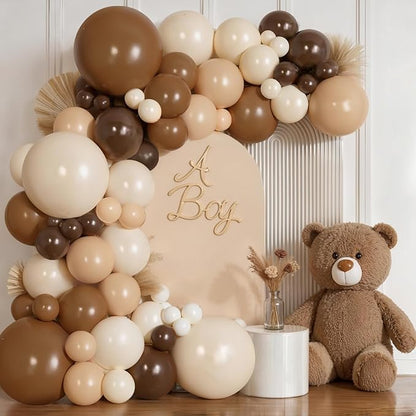 Brown Neutral Balloon Arch Kit, Brown Balloons with Nude Tan Brown Beige Latex Balloons and Coffee Brown Balloons for Birthday Cowboy Party Wedding Engagement Decorations