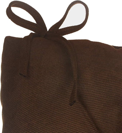 Klear Vu Omega Non-Slip Rocking Chair Cushion Set, Assembled in USA, Thick Padding & Tufted Design, Includes Seat Pad & Back Pillow with Ties, 17x17 Inches, 2-Piece Set, Twillo Chocolate Brown