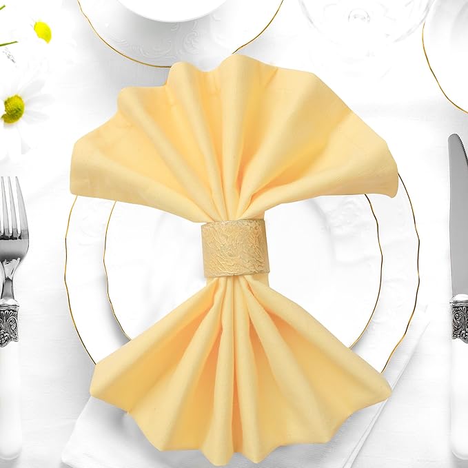 Urban Villa Cloth Napkins Set of 12 (20x20 Inches) 100% Cotton Napkins Cloth Washable Soft Durable Reusable Absorbent Table Dinner Napkins Cloth for Hotel Lunch Restaurant Weddings Parties – Yellow