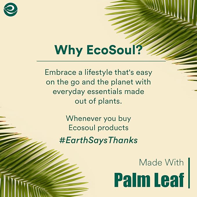 ECO SOUL 8 Inch Disposable Palm Leaf Plates [100 Pack] Premium Food-Safe Heavy Duty Compostable Bamboo Paper Plates for Lunch, Dinner, Birthday, Weddings, Party, Camping & Catering Events [Round]