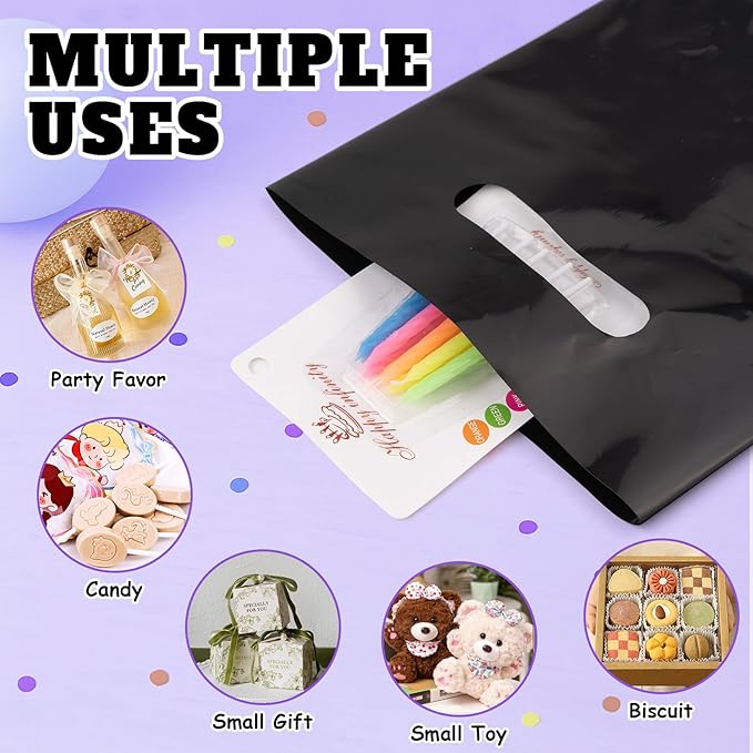 ANZNKU 100 PCS Black Party Favor Bags, Goodie Bags for Small Gifts, Easter Candy, Treats, Favors, Party Supplies Goody Bags for Kids Birthday, Wedding, Baby Shower (5.9x7.9 inch)