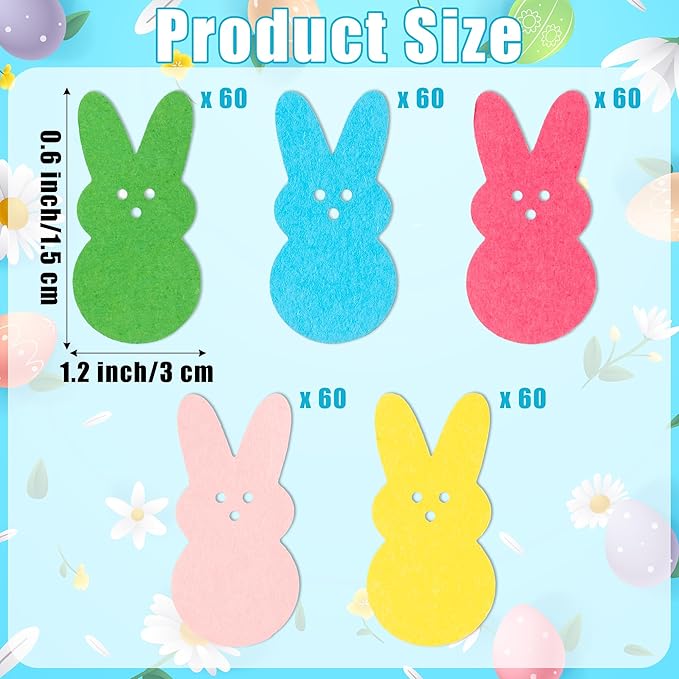 BeYumi Colorful Bunny Table Confetti - 300Pcs Colorful Bunny Peeps Table Confetti Decorations Christian Religious Cute Rabbit Scatter Paper Decor for Birthday Baby Shower Candy Bag Gift Party Supplies