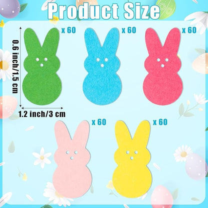 BeYumi Colorful Bunny Table Confetti - 300Pcs Colorful Bunny Peeps Table Confetti Decorations Christian Religious Cute Rabbit Scatter Paper Decor for Birthday Baby Shower Candy Bag Gift Party Supplies