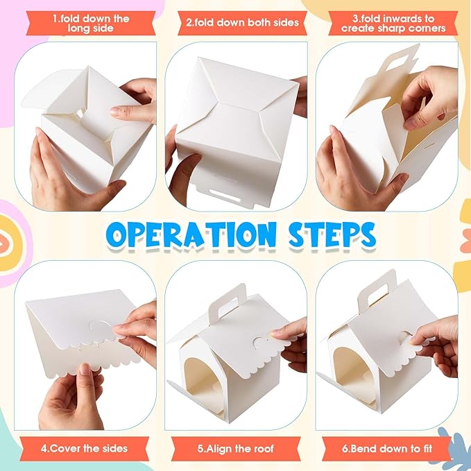 ShinyRelief 16 Pcs Dog Party Favors Boxes Dog House Shaped Treat Gift Boxes with Holes Foldable with Handle for Adopt a Puppy Party Favors Kid DIY Crafting Birthday (House Style)