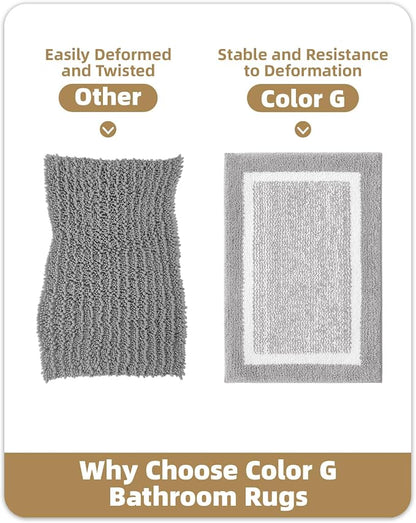 Color&Geometry 16"x24" Small Bath Mats for Bathroom Simple and Stylish, Gray Bathroom Rugs, Non Slip, Absorbent, Soft, Washable, Microfiber Bathmat Shower Mat Outside Shower