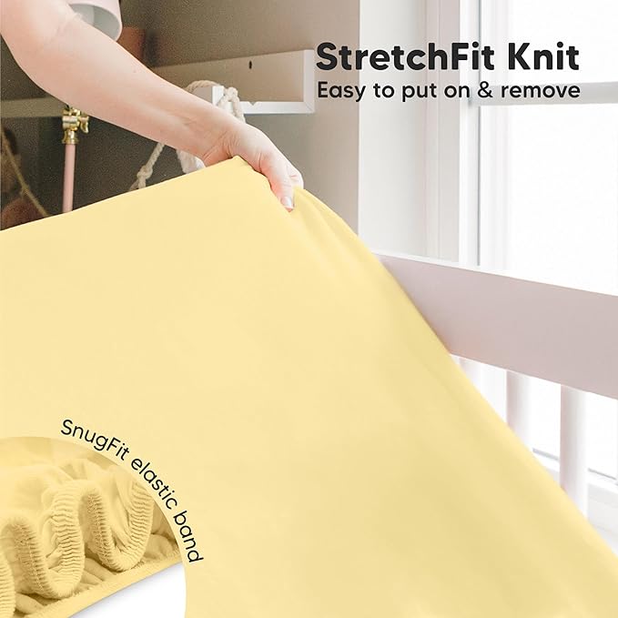 KeaBabies 2-Pack Baby Crib Sheets for Boys, Girls - 52x28 Viscose Derived from Bamboo Toddler Bed Sheets Neutral, Fitted Crib Mattress Cover for Standard Baby Bedding, Soft & Cozy (Sunshine)