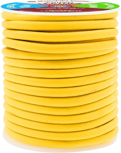 Mandala Crafts Round Genuine Yellow Leather Cord for Jewelry Making – 4mm Cowhide Leather Rope String Lace for Kumihimo – 11 Yards Cowhide Craft Cording Spool