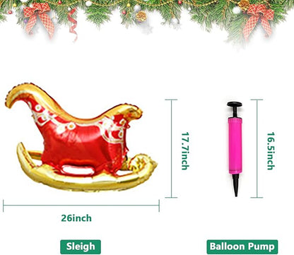 5Pack Merry Christmas Party Decorations Balloons - Christmas Party Supplies with Santa Claus, Snowman, Elk, Christmas Tree Balloon for Festive Holiday Celebrations With Pump