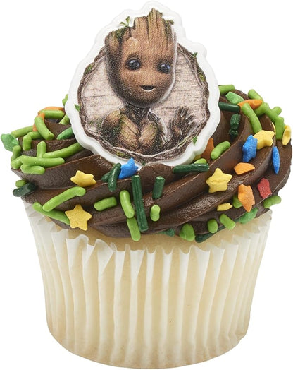 Marvel Studios' Groot Cupcake Rings, 24 DecoPac I Am Groot Cupcake Decorations, Food Safe Guardians Of The Galaxy Cake Toppers, Party Favors – 24 Pack