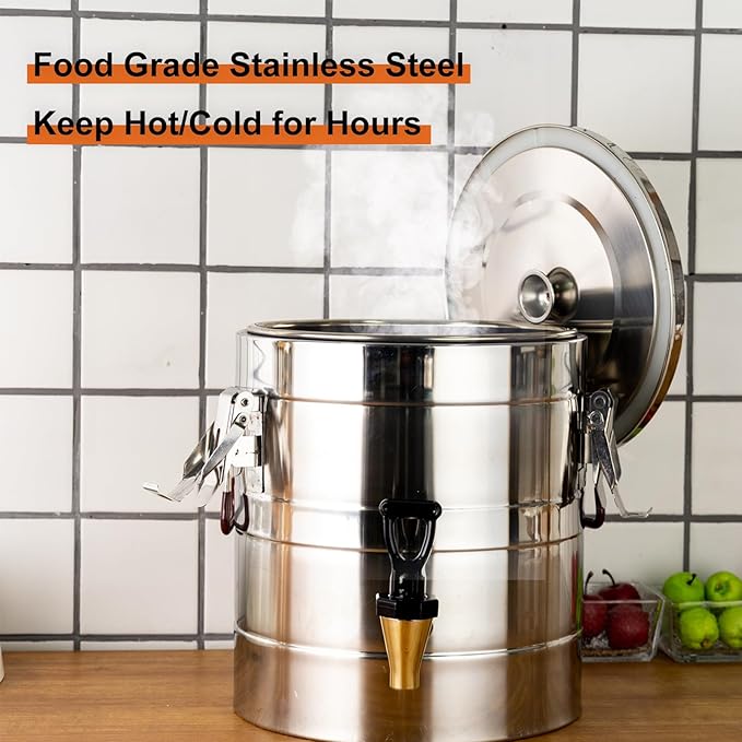 Stainless Steel Insulated Beverage Dispenser,Cold and Hot Drink Dispenser 5.28-Gallons 20 Liters Water Dispenser