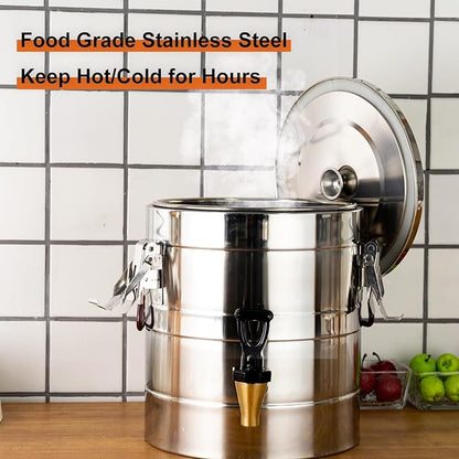 Stainless Steel Insulated Beverage Dispenser,Cold and Hot Drink Dispenser 5.28-Gallons 20 Liters Water Dispenser