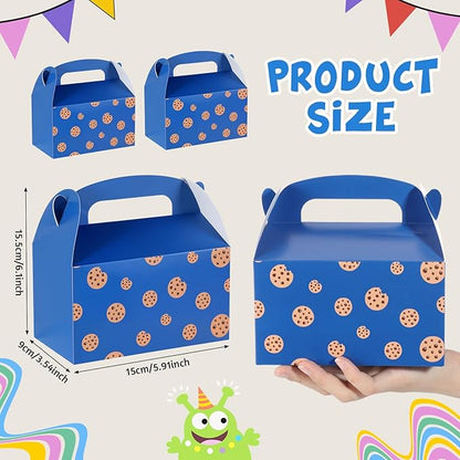 Marspark 24 Pack Cookies Cartoon Birthday Party Supplies, Paper Gift Boxes, Cartoon Candy Treat Boxes for Birthday Party Decorations(Cookie Pattern)