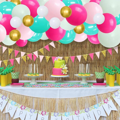 Teal Blue Rose Red Pink Green Balloon Garland Arch Kit - Pastel Green Teal Blue Hot Pink Gold Balloons for Anniversary Birthday Baby Shower Wedding Tea Party Decorations